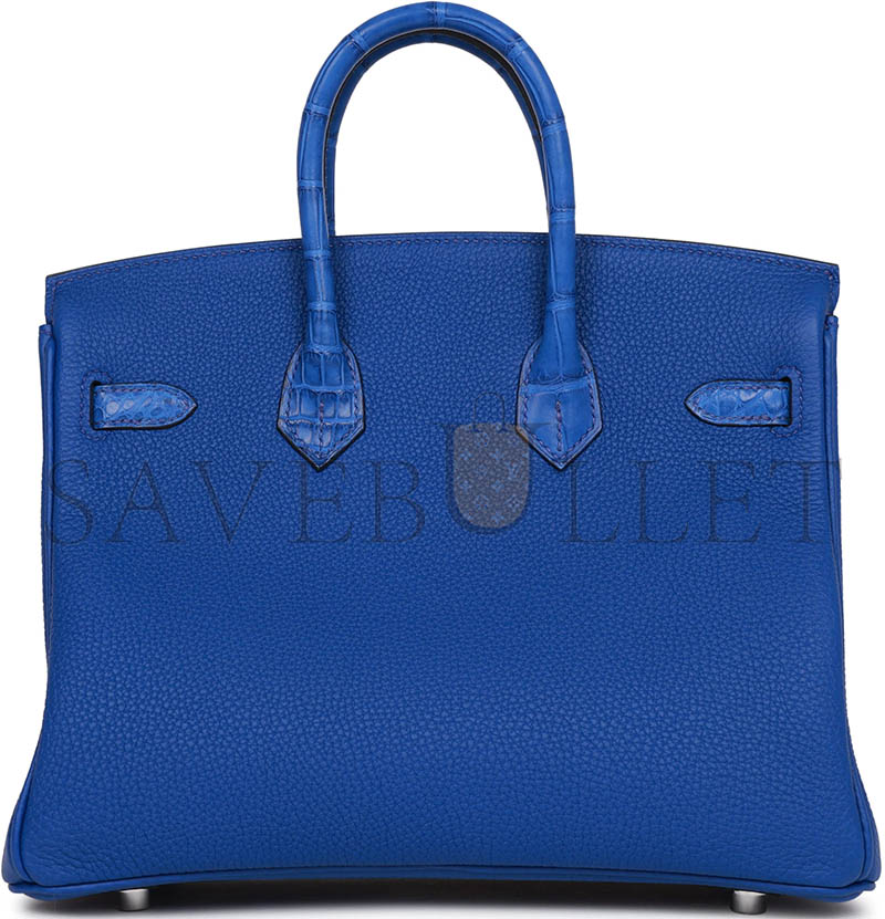 H**mes MASTER BIRKIN 25 BLEU ROYAL MATTE ALLIGATOR AND TOGO TOUCH PALLADIUM HARDWARE (25*20*13cm)
